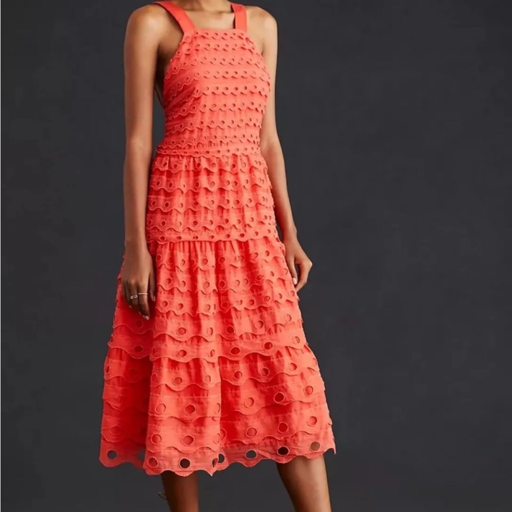 Anthropologie Maeve eyelet halter dress